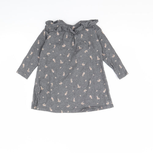 NEXT Girls Grey Animal Print  Jumper Dress  Size 18 Months