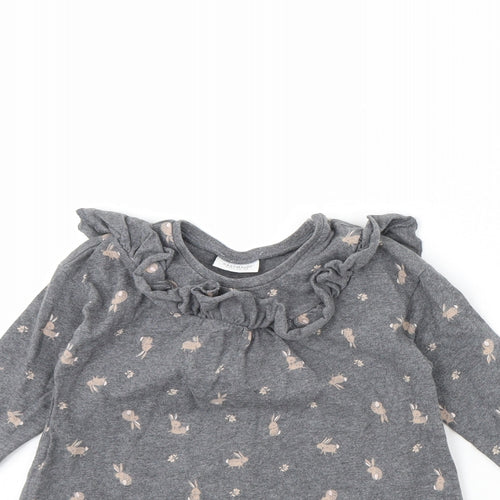 NEXT Girls Grey Animal Print  Jumper Dress  Size 18 Months