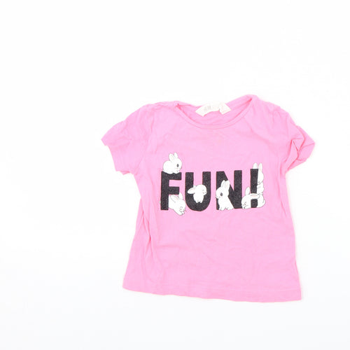 H&M Girls Pink   Basic T-Shirt Size 18-24 Months  - fun