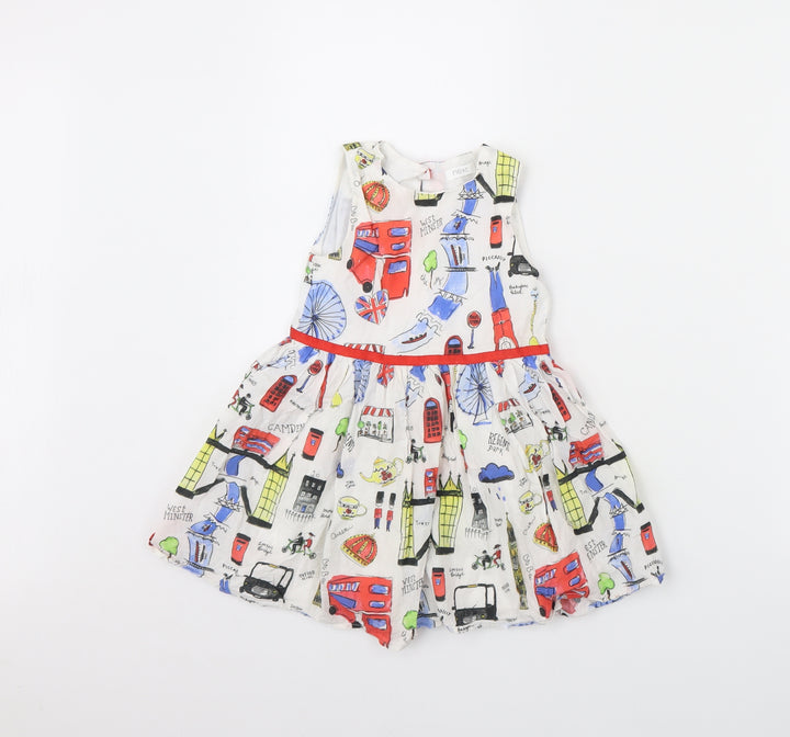 NEXT Girls White Spotted  Fit & Flare  Size 2 Years