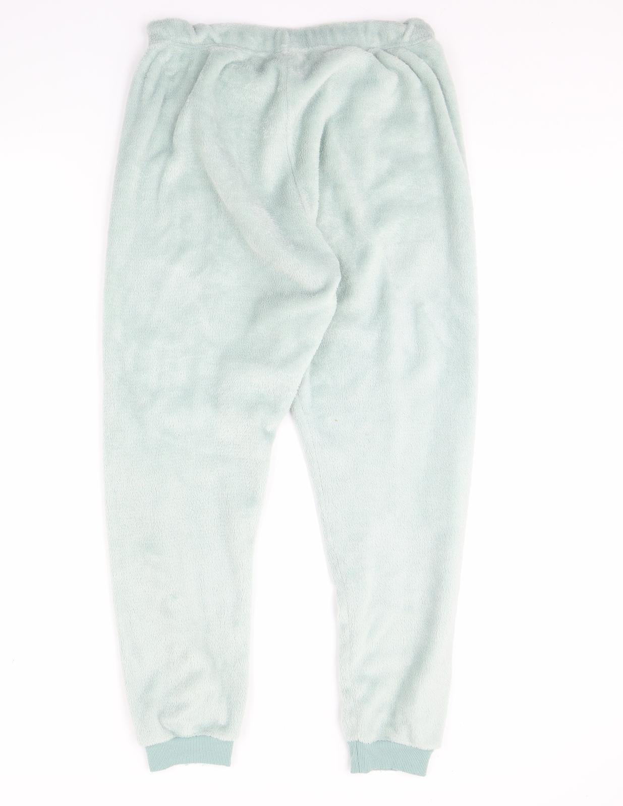 Love To Lounge Womens Green Solid Fleece Cami Pyjama Pants Size M