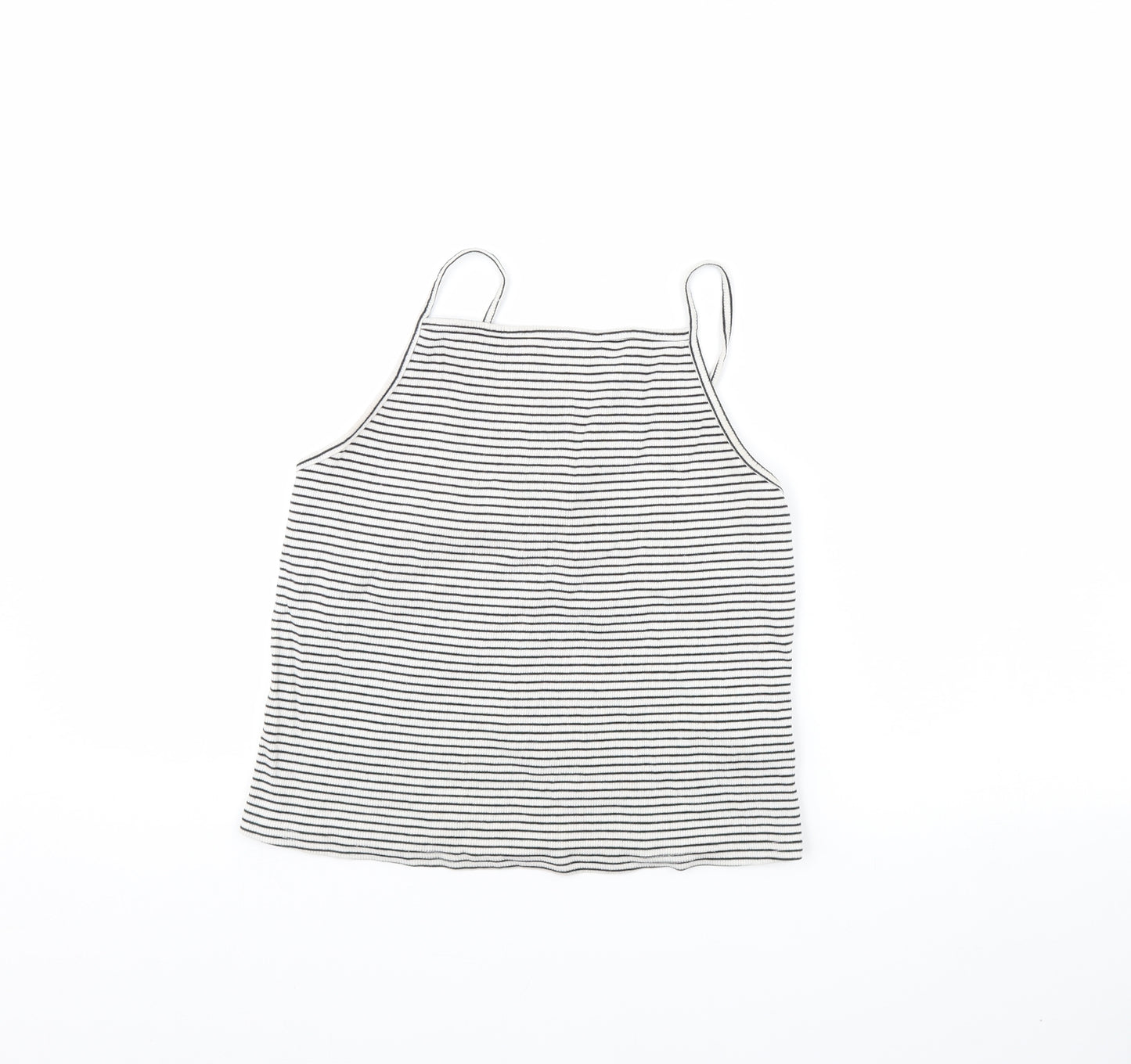 New Look Womens White Striped  Cropped Tank Size 18
