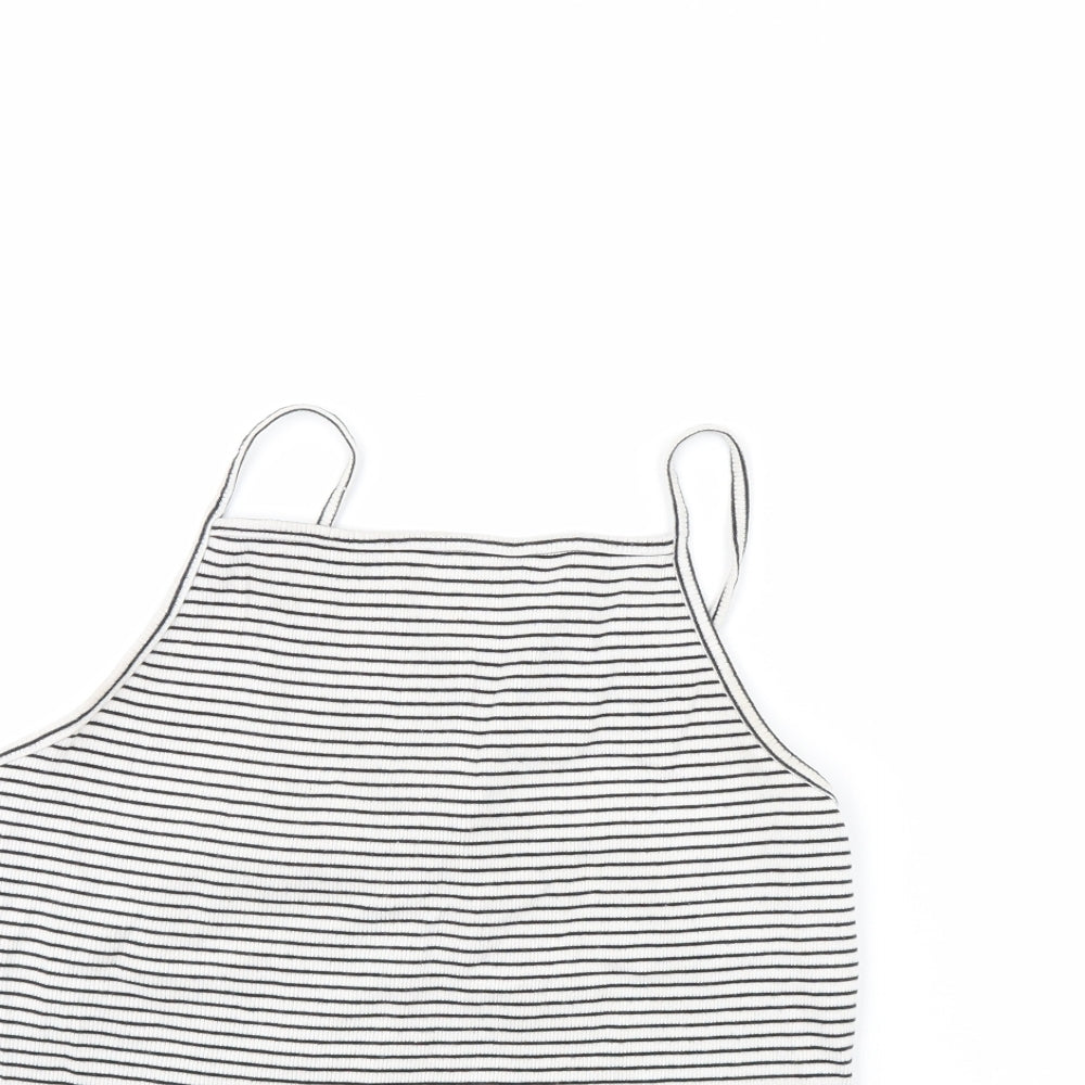 New Look Womens White Striped  Cropped Tank Size 18