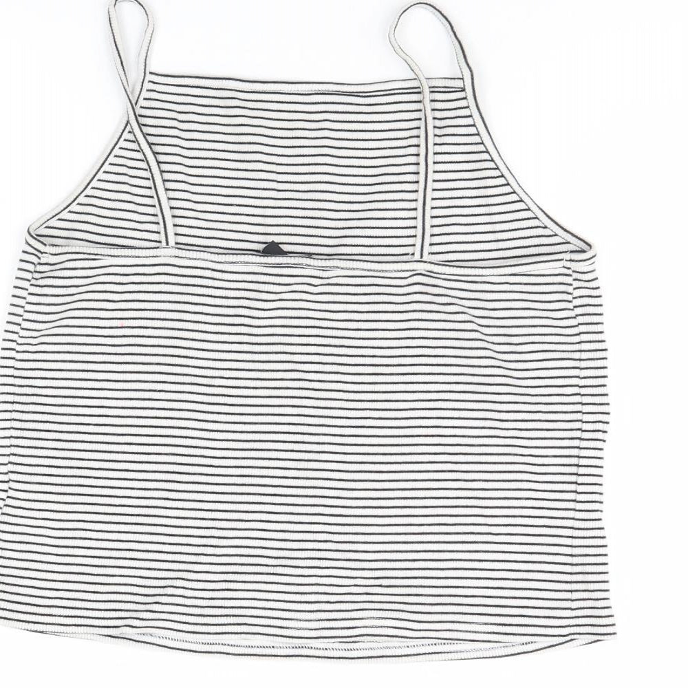 New Look Womens White Striped  Cropped Tank Size 18