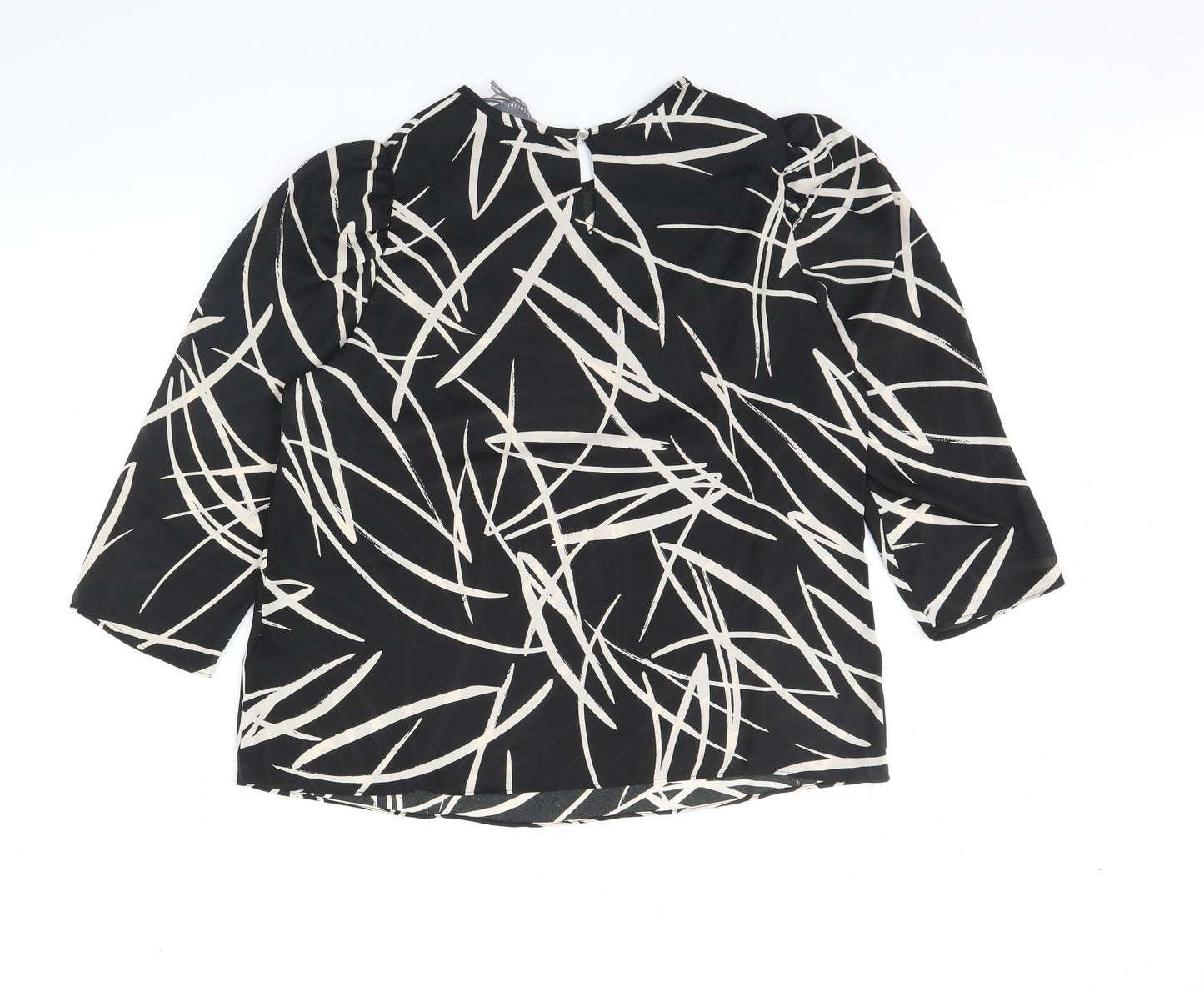 Principles Womens Black Geometric  Basic Blouse Size 14