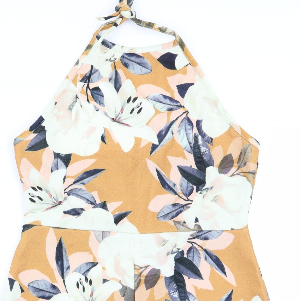 Missguided Womens Multicoloured Floral  Playsuit One-Piece Size 16