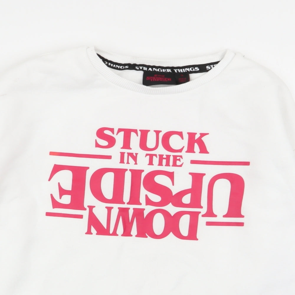 the stranger things Womens White   Pullover Jumper Size S