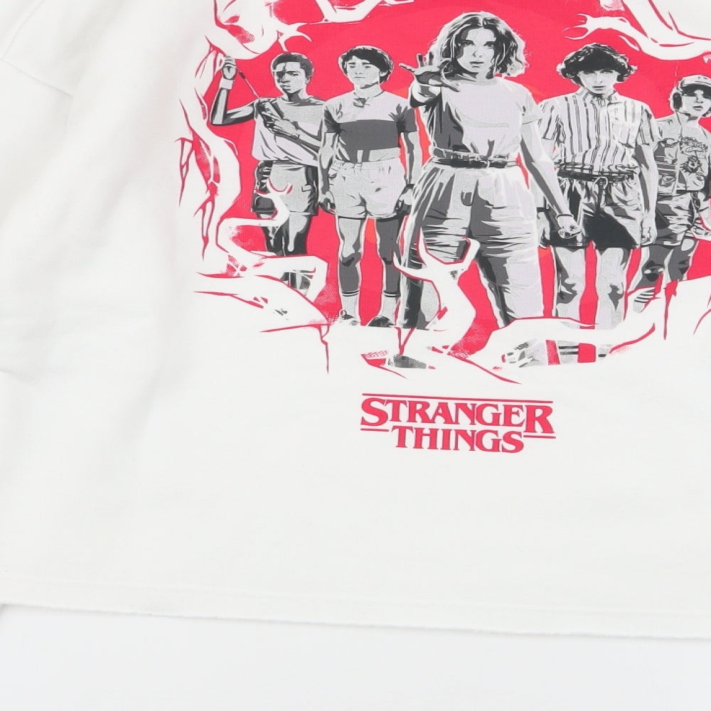 the stranger things Womens White   Pullover Jumper Size S