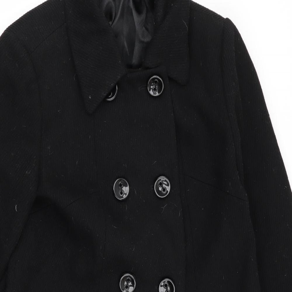 Laura Ashley Womens Black   Overcoat Coat Size 14