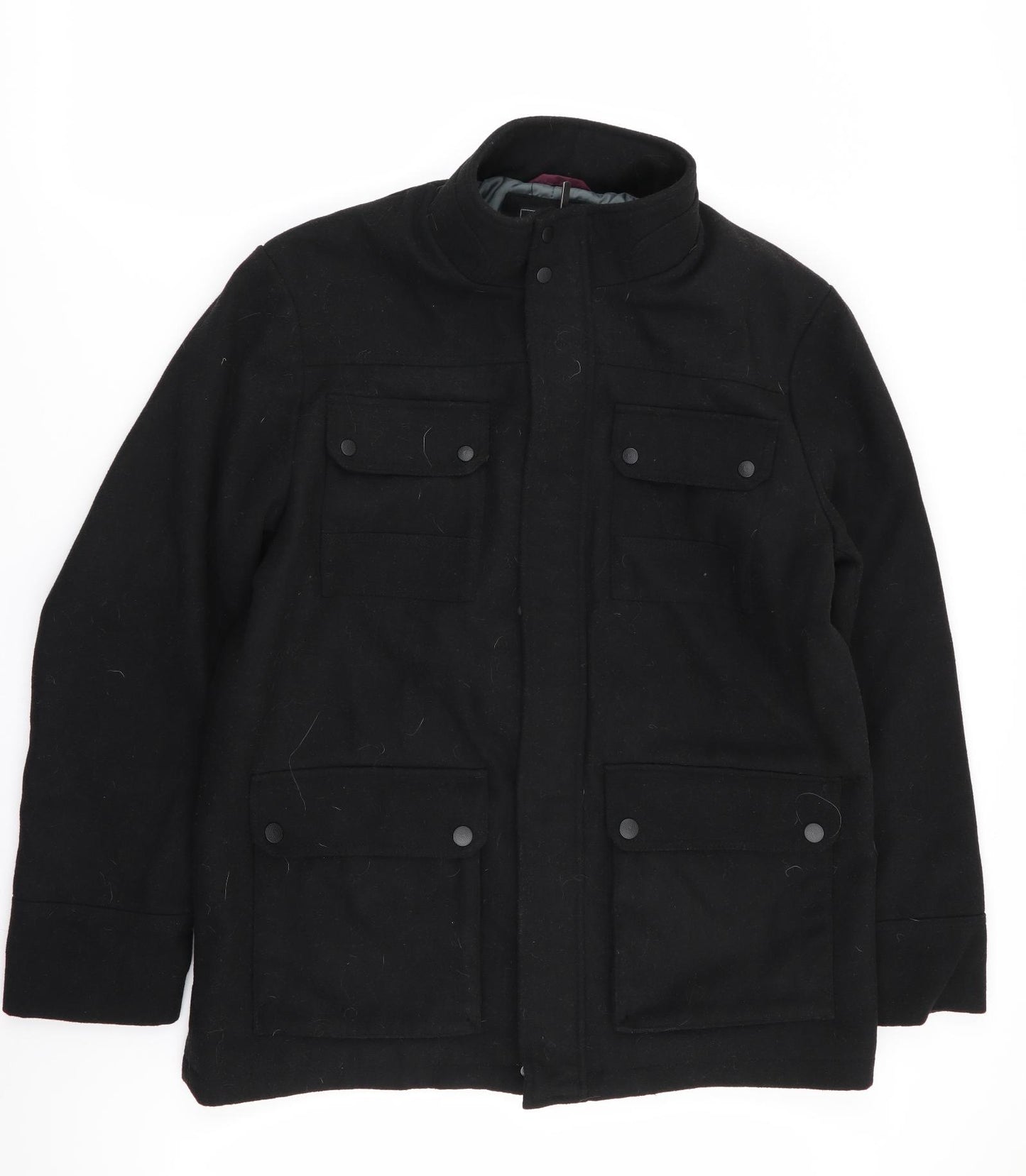 Atlantic Bay Mens Black   Overcoat Coat Size L