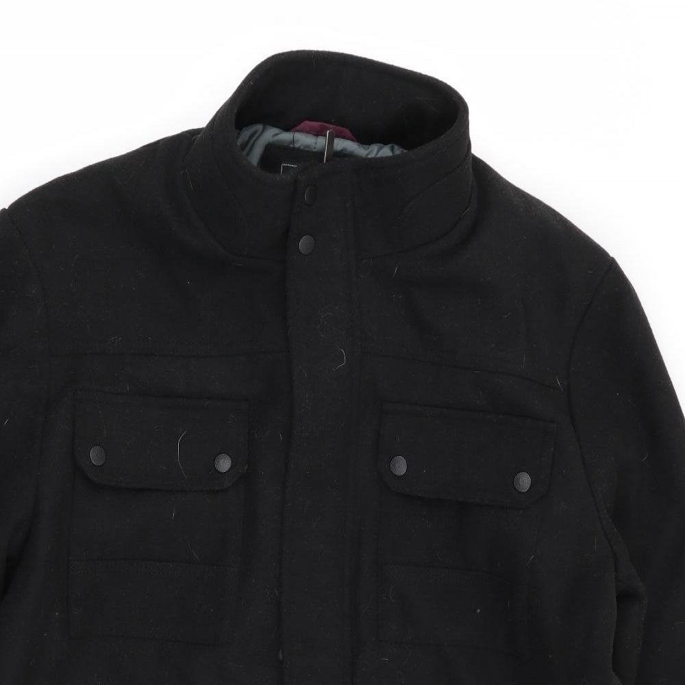 Atlantic Bay Mens Black   Overcoat Coat Size L
