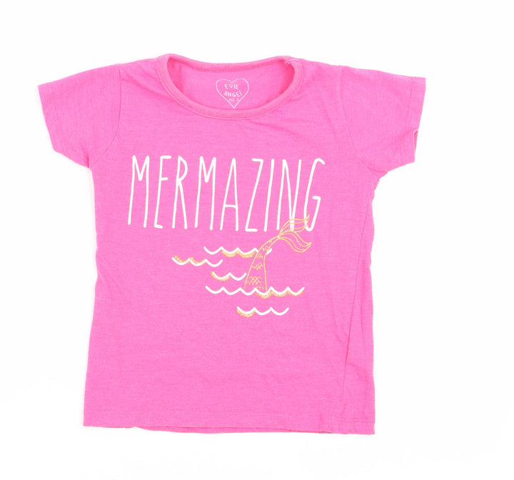 evie Girls Pink Basic T-Shirt Size 5 Years