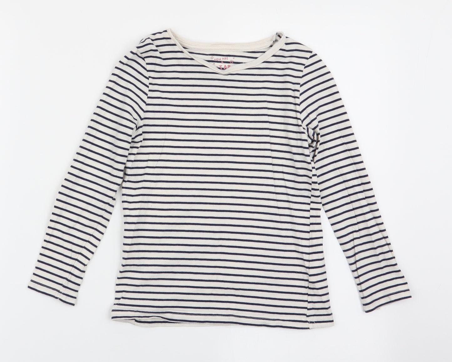 F&F Girls Multicoloured Striped  Basic T-Shirt Size 6-7 Years