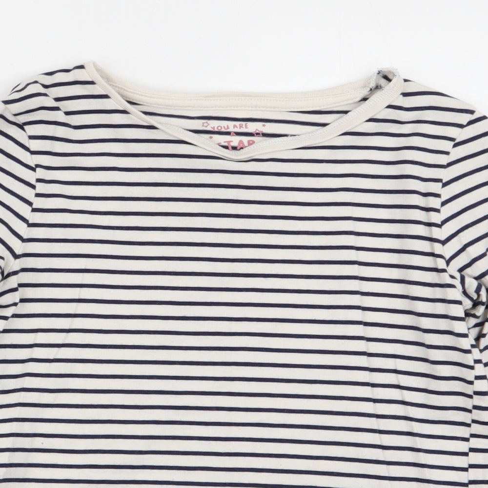 F&F Girls Multicoloured Striped  Basic T-Shirt Size 6-7 Years