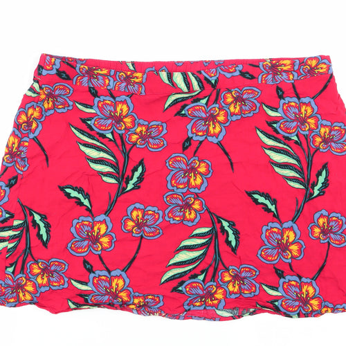 Papaya Womens Red Floral  Mini Skirt Size 18