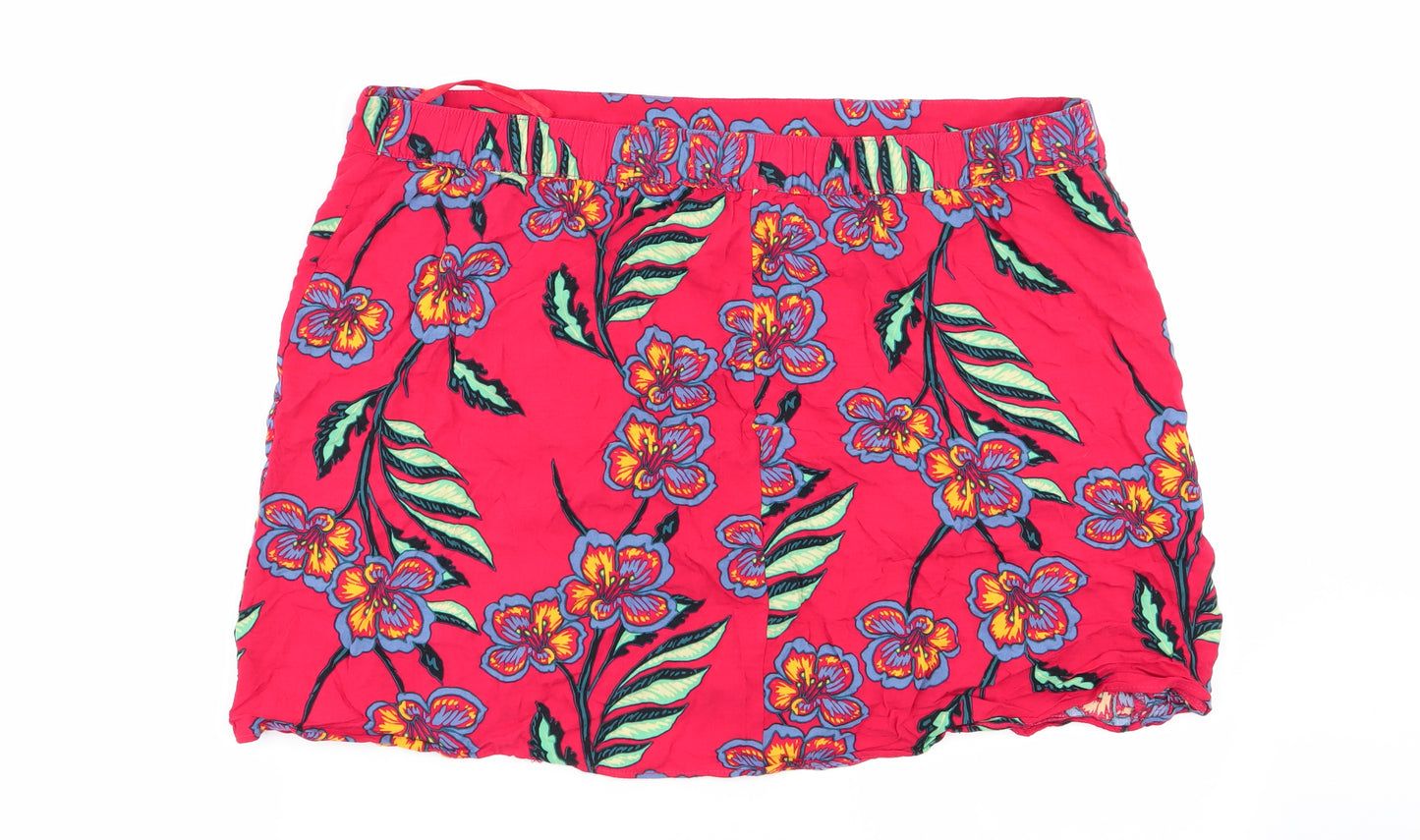 Papaya Womens Red Floral  Mini Skirt Size 18