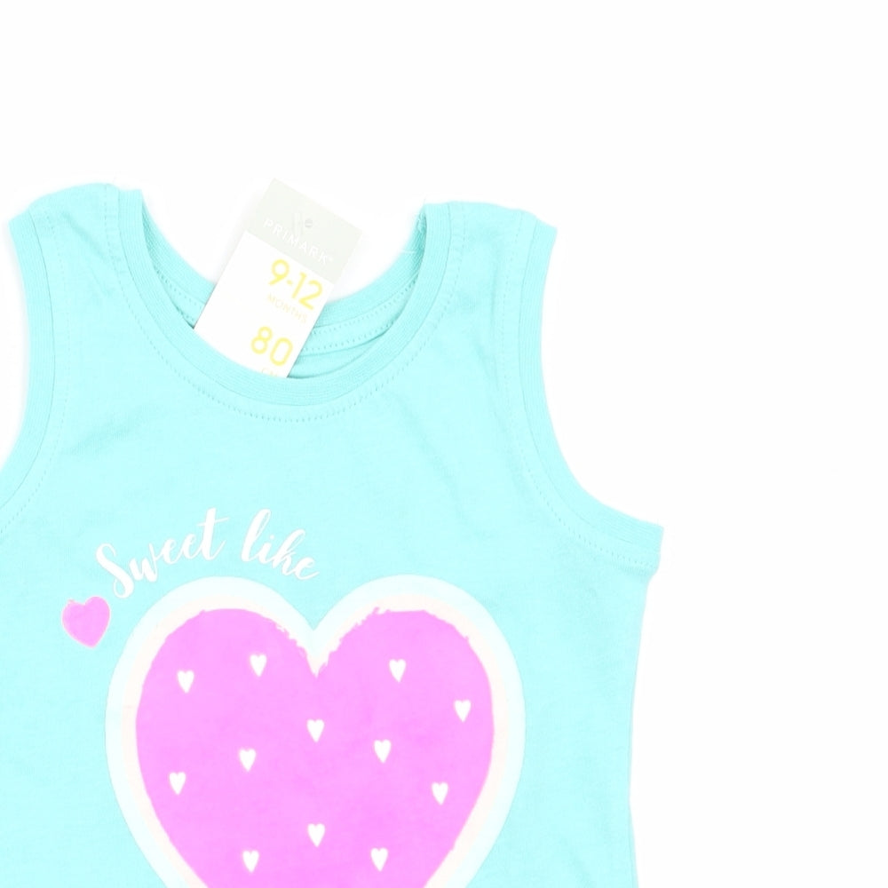 Primark Girls Blue   Basic Tank Size 9-12 Months