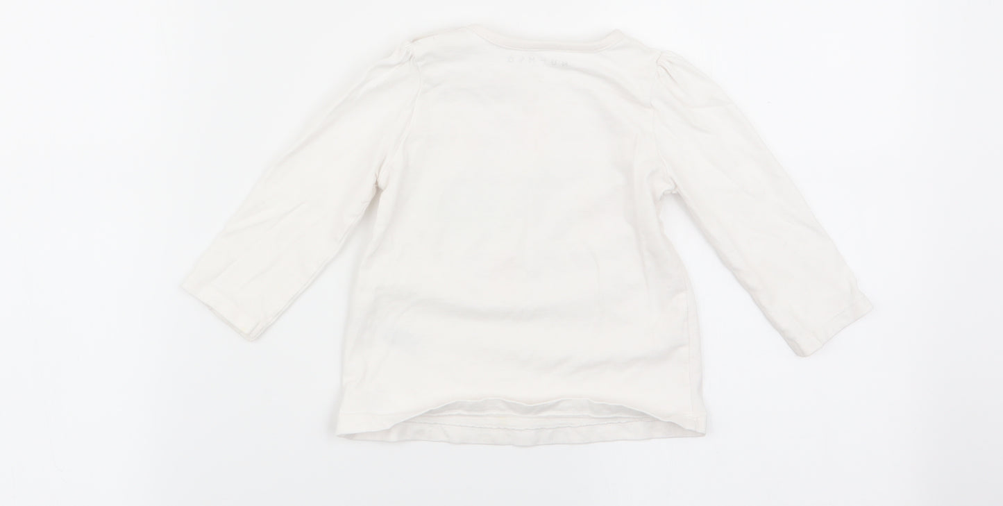 Nutmeg Girls White Animal Print  Basic T-Shirt Size 9-12 Months