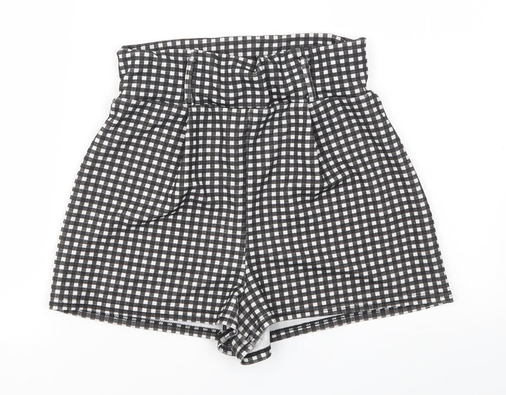 pretty little thing Womens Multicoloured Check Cut-Off Shorts Size 10 - stretch waistband