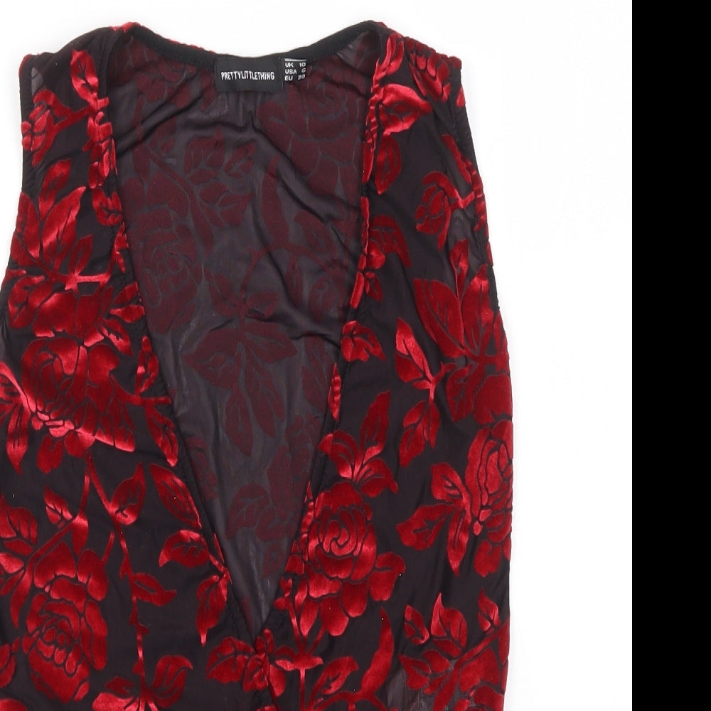 pretty little thing  Womens Multicoloured Floral  Bodysuit One-Piece Size 10