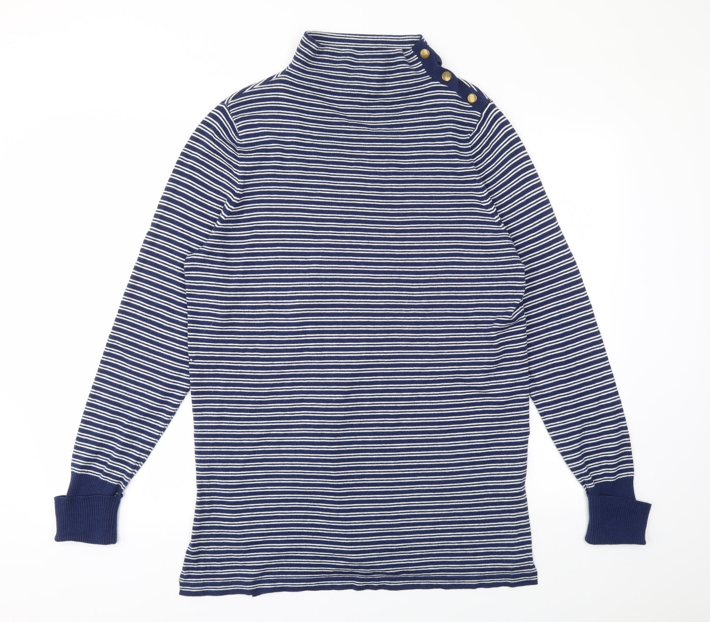 Aspen Womens Blue Striped  Pullover Jumper Size L