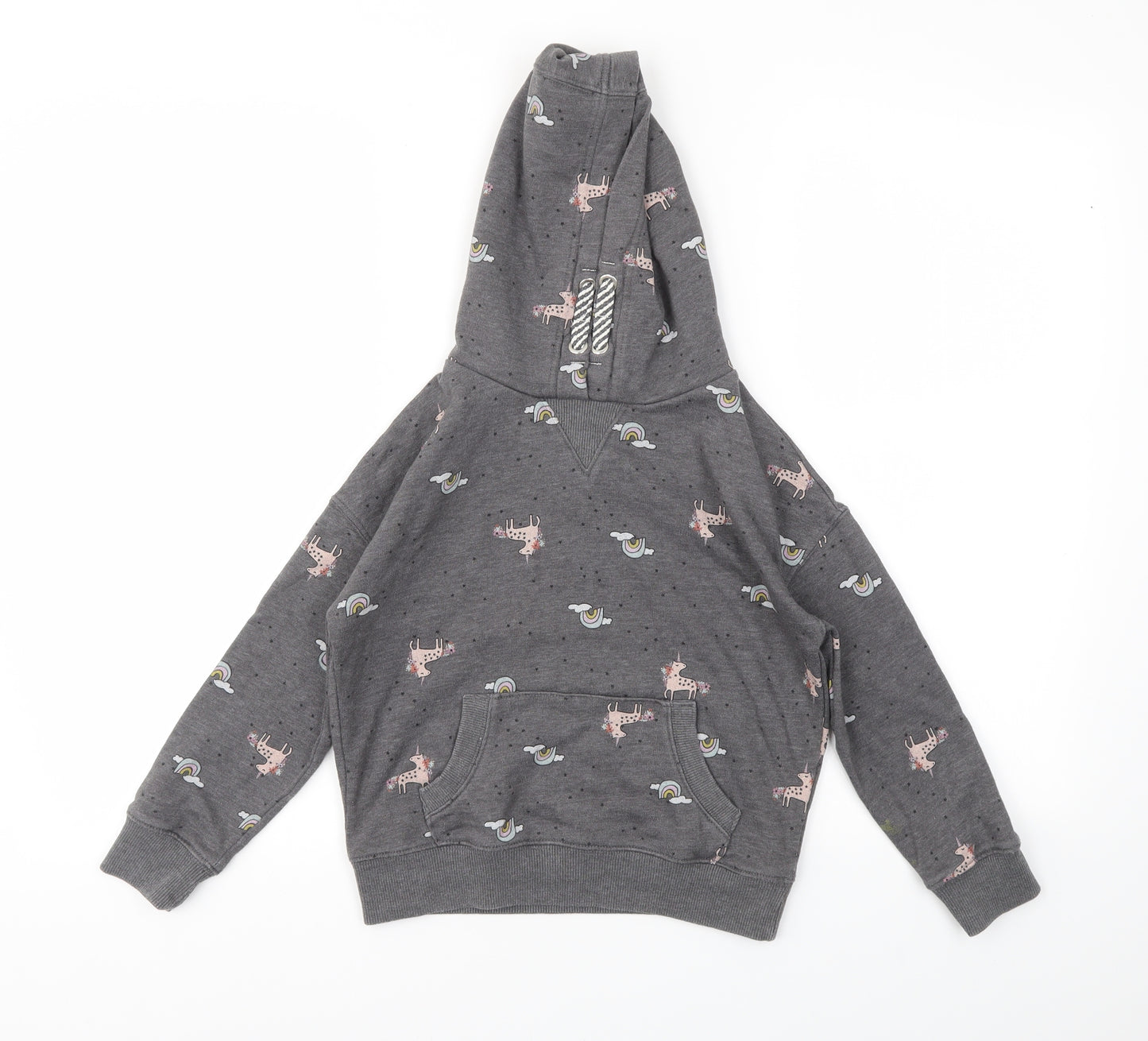 NEXT Girls Grey Animal Print  Pullover Jumper Size 7 Years