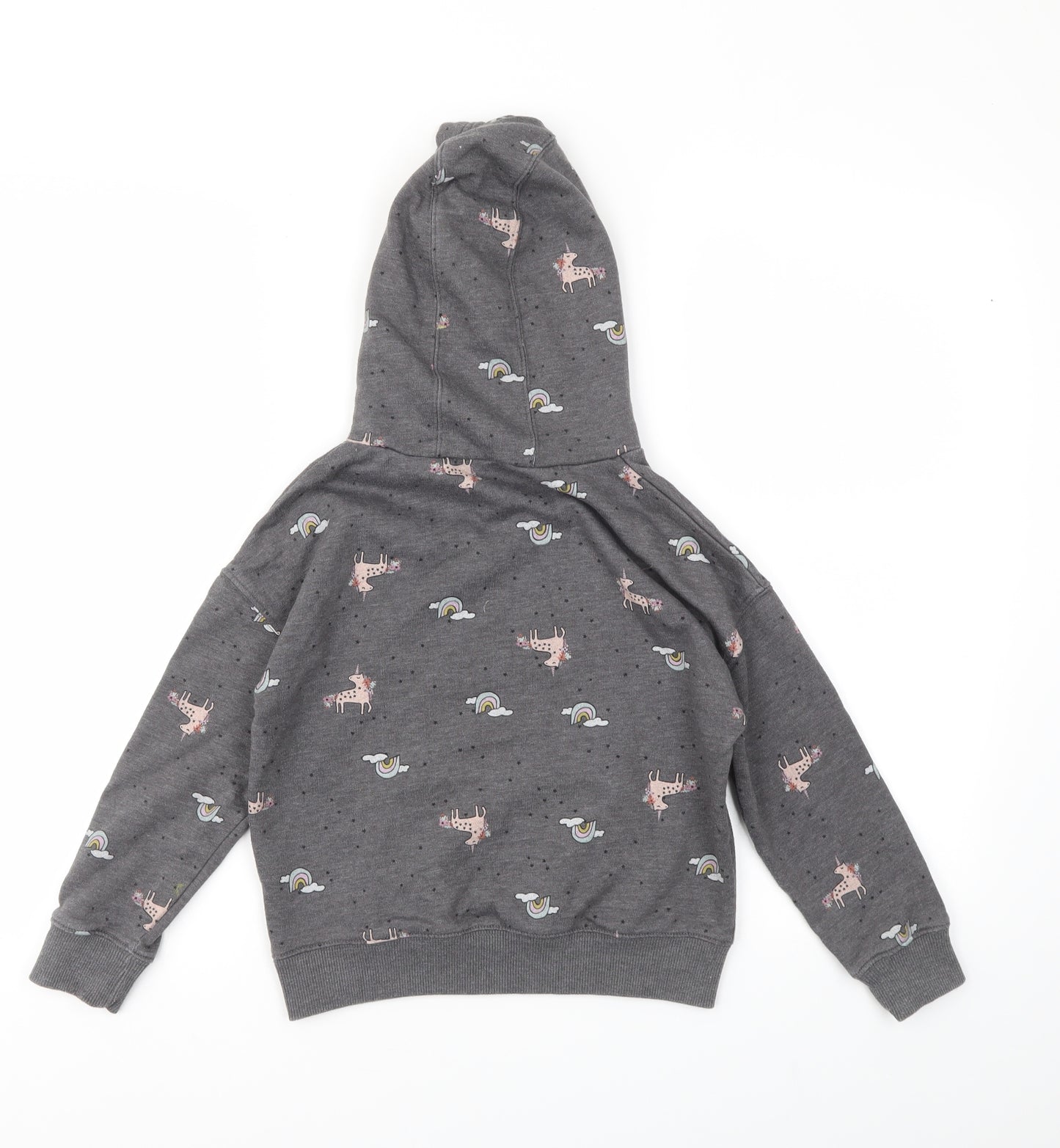 NEXT Girls Grey Animal Print  Pullover Jumper Size 7 Years