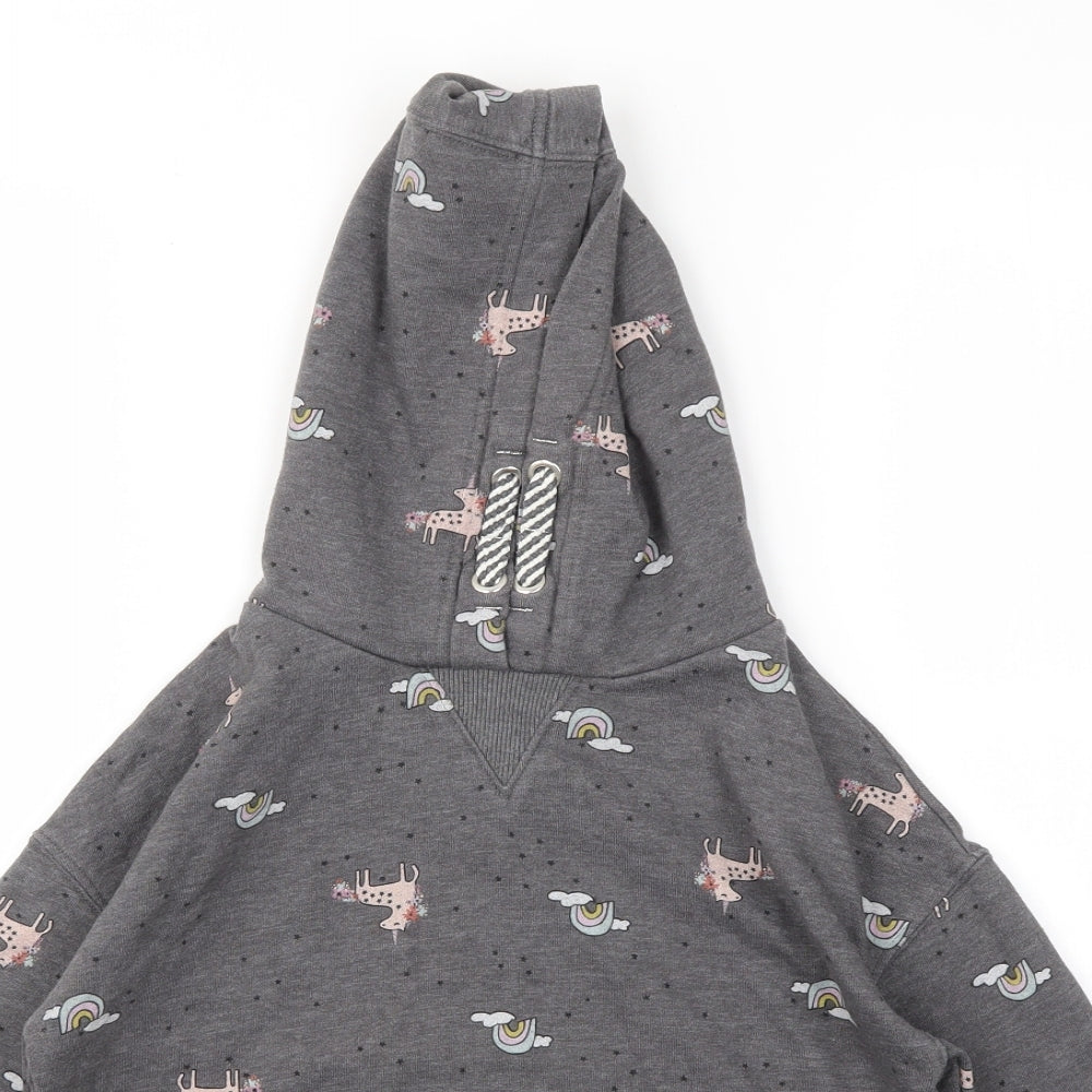 NEXT Girls Grey Animal Print  Pullover Jumper Size 7 Years