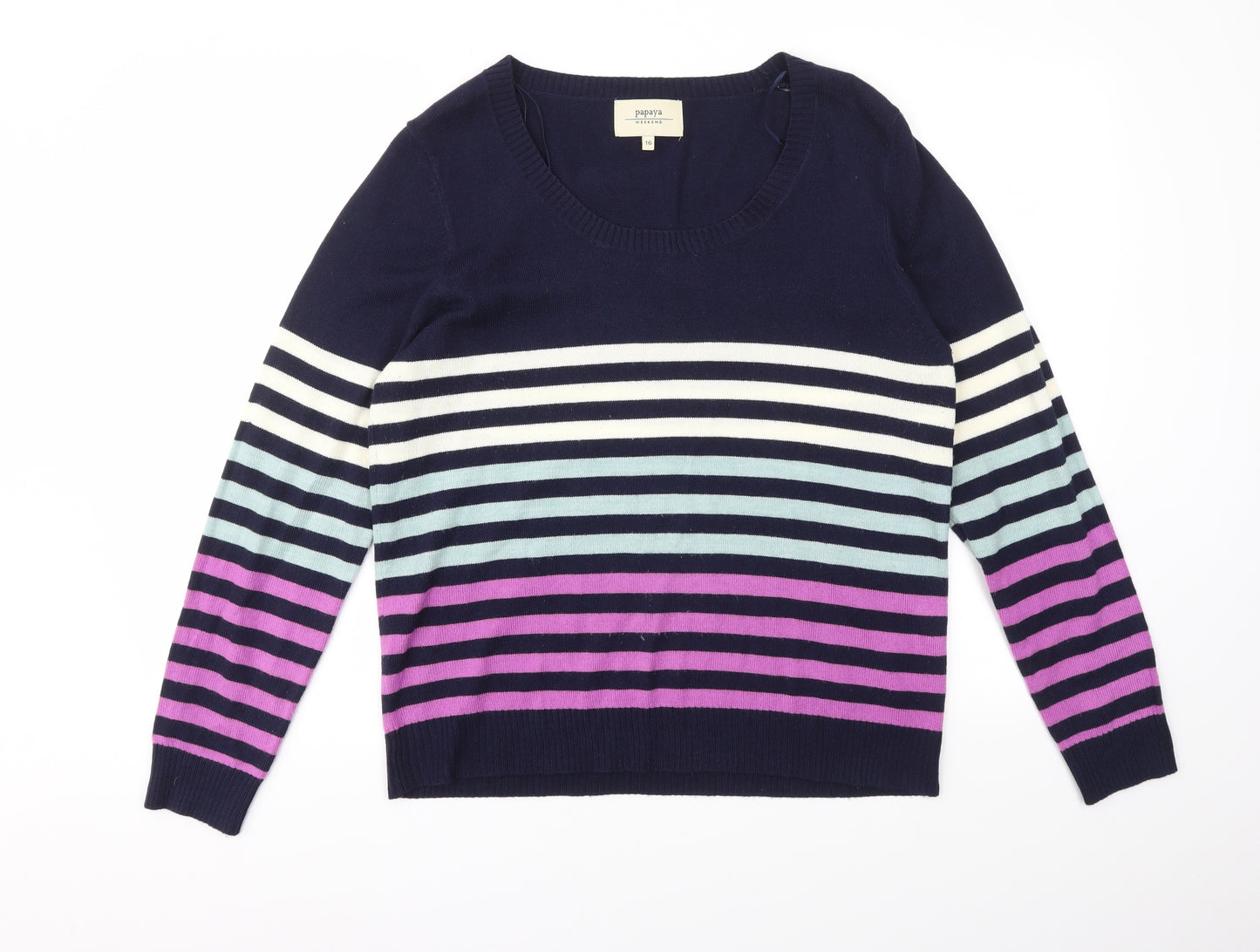 Matalan Womens Multicoloured Striped  Pullover Jumper Size 16