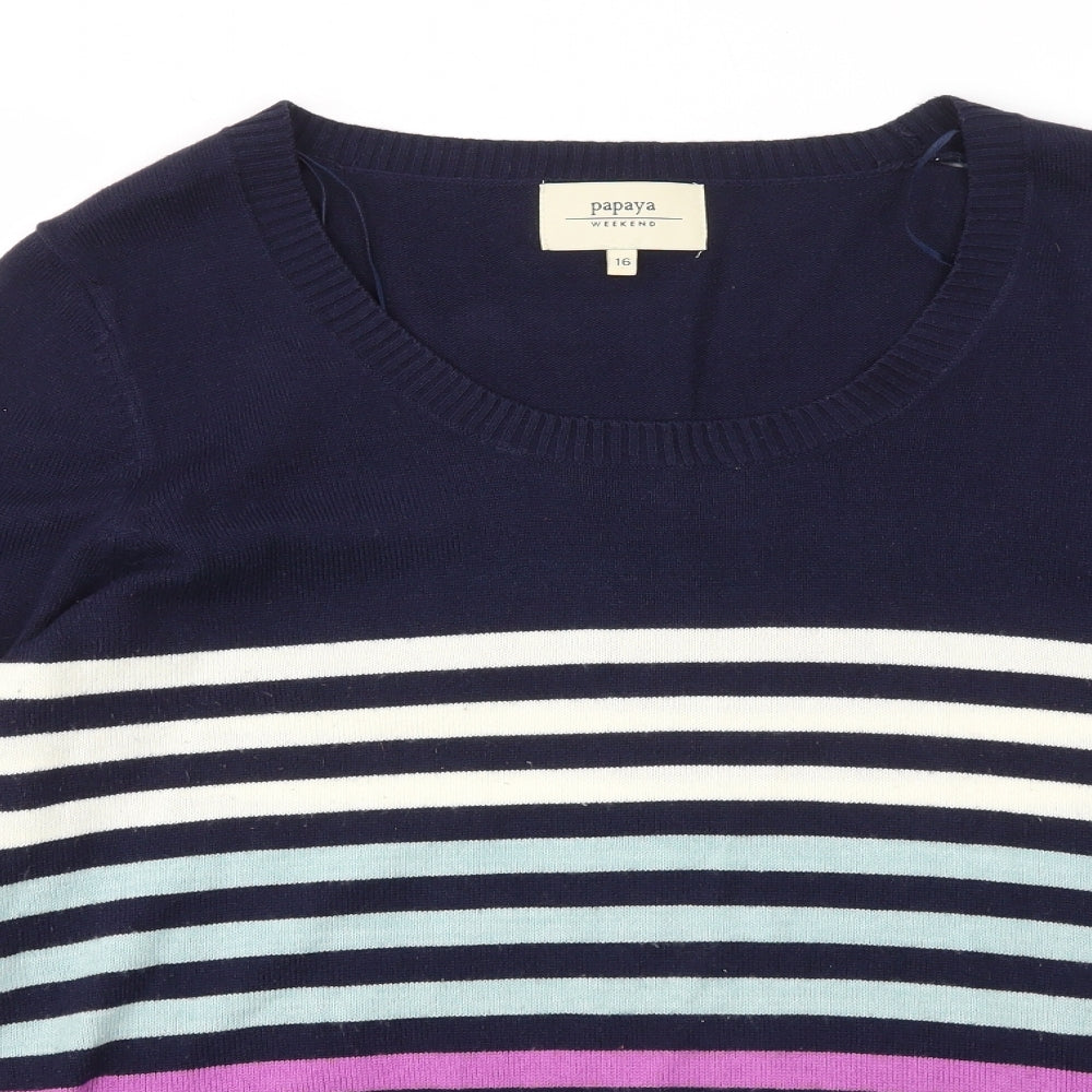 Matalan Womens Multicoloured Striped  Pullover Jumper Size 16