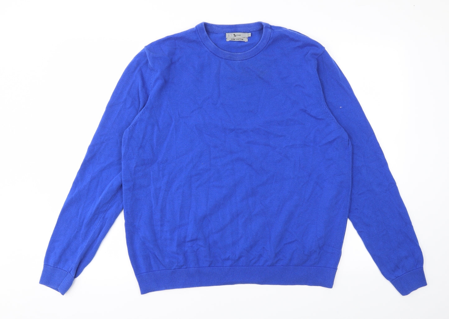 TU Mens Blue Paisley  Henley Sweatshirt Size L