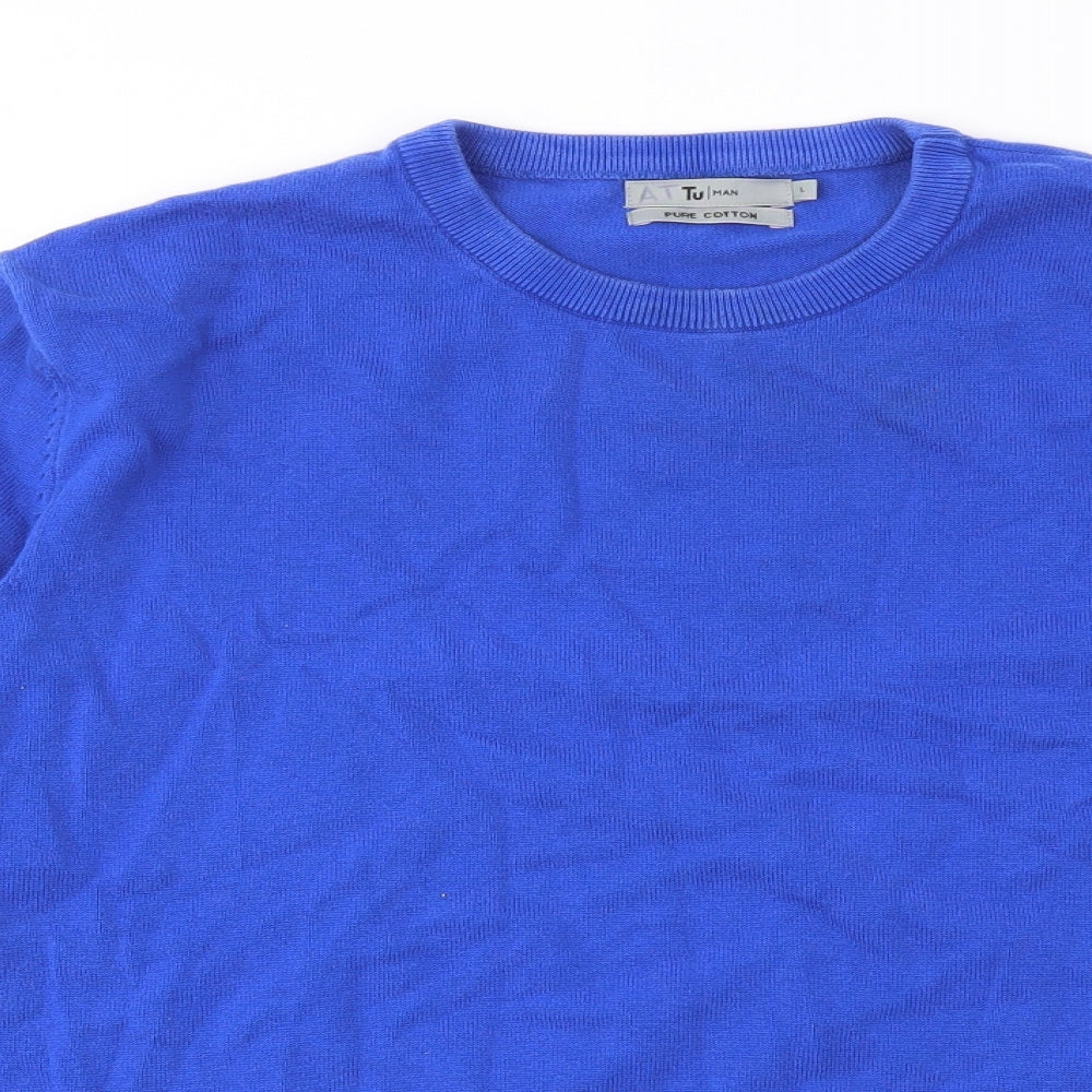 TU Mens Blue Paisley  Henley Sweatshirt Size L