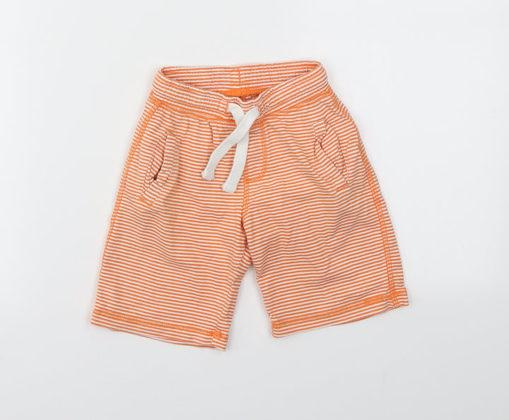 M Boys Orange Striped  Sweat Shorts Size 3 Years