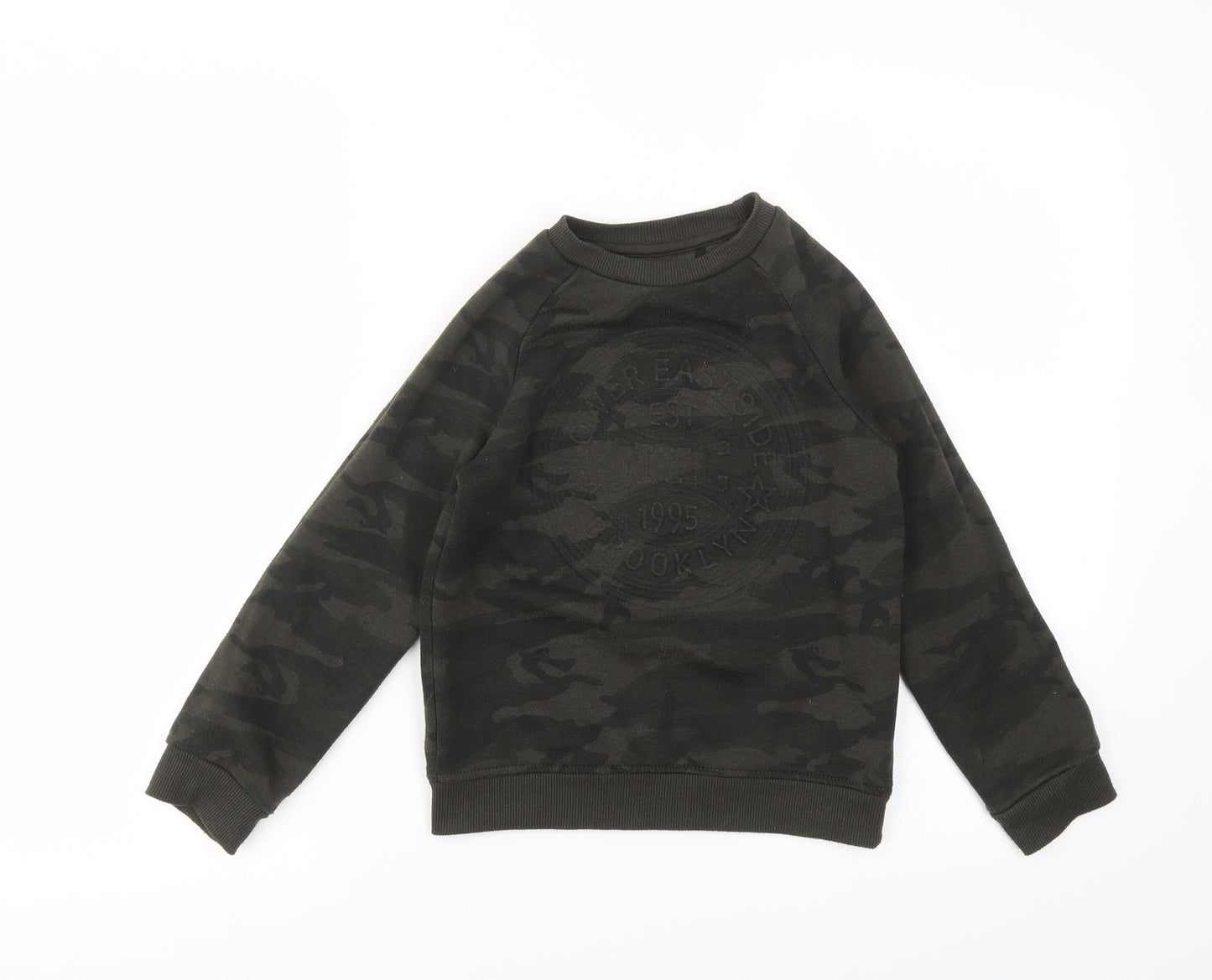Primark Boys Green Camouflage  Pullover Jumper Size 6-7 Years