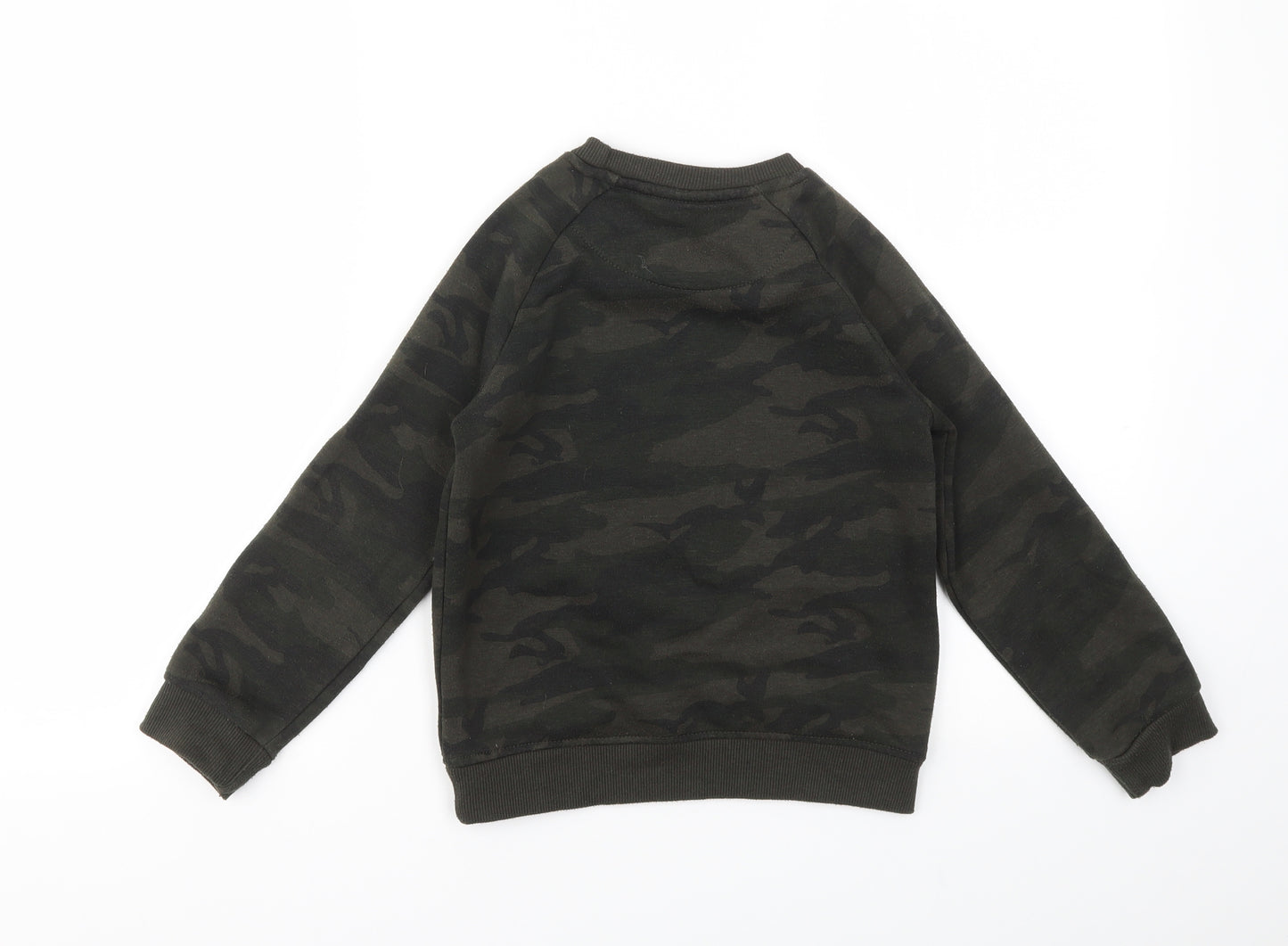 Primark Boys Green Camouflage  Pullover Jumper Size 6-7 Years