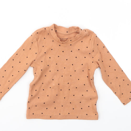 Primark Girls Orange Geometric  Basic T-Shirt Size 9-12 Months