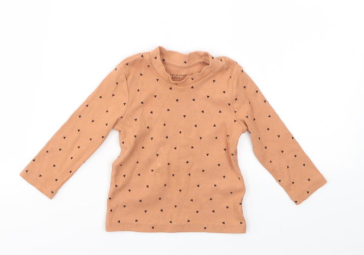 Primark Girls Orange Geometric  Basic T-Shirt Size 9-12 Months