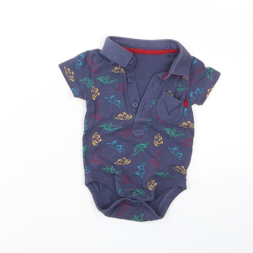 George Boys Blue Geometric  Babygrow One-Piece Size 0-3 Months
