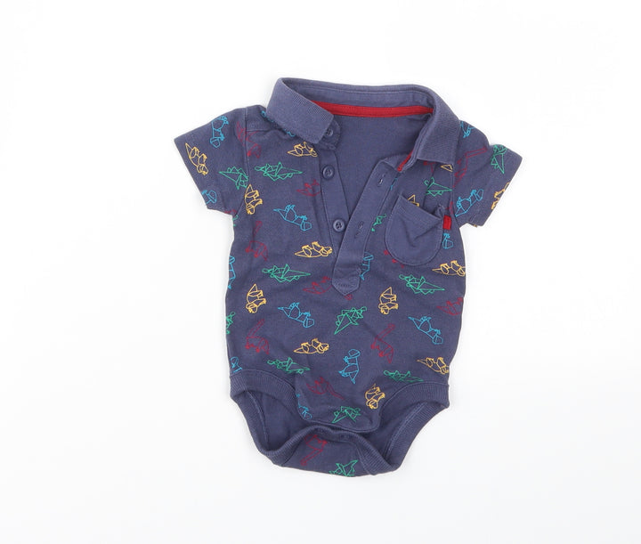 George Boys Blue Geometric Babygrow One-Piece Size 0-3 Months