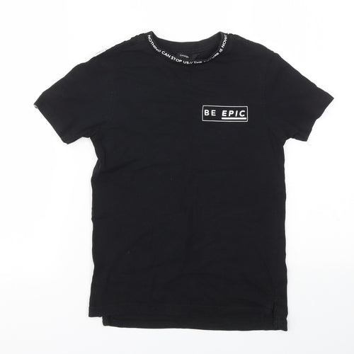 George Boys Black Houndstooth  Basic T-Shirt Size 8-9 Years