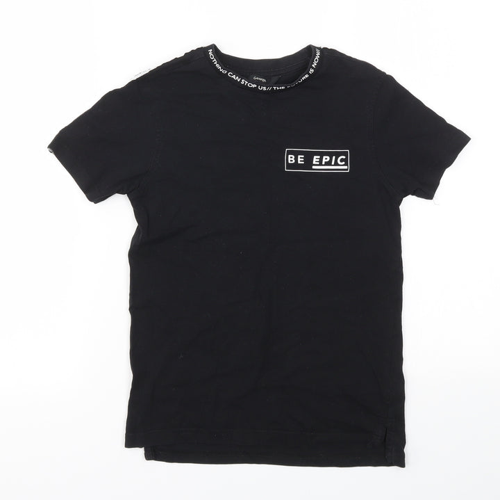 George Boys Black Houndstooth  Basic T-Shirt Size 8-9 Years