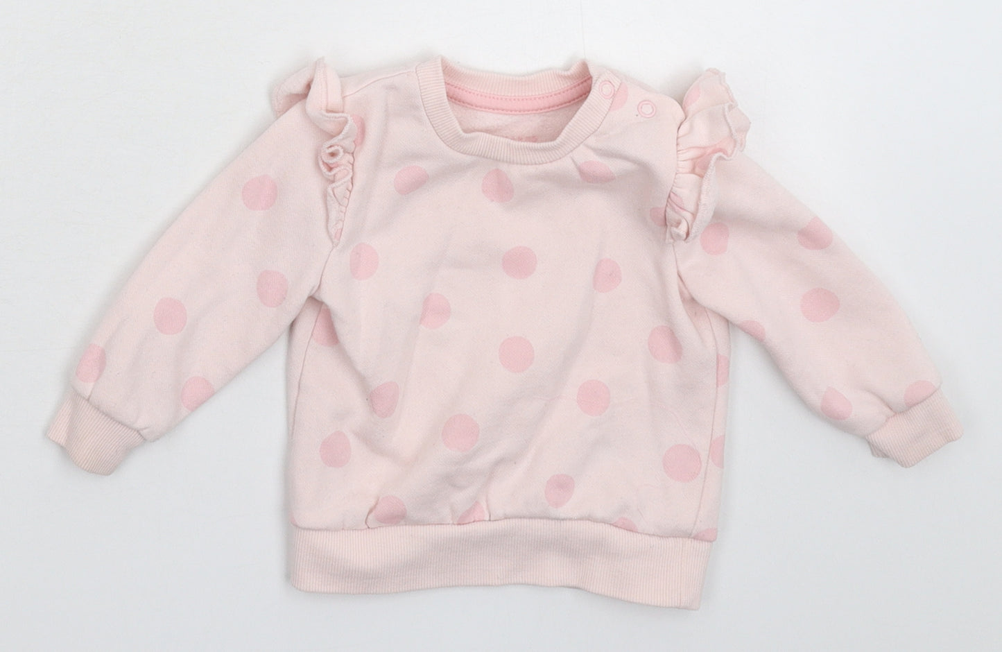 Primark Girls Pink Polka Dot  Pullover Jumper Size 9-12 Months