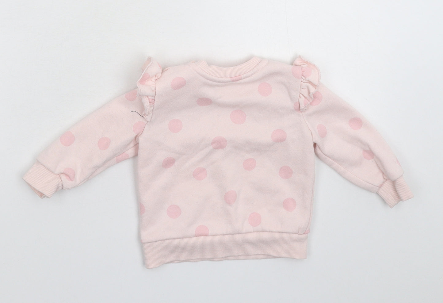 Primark Girls Pink Polka Dot  Pullover Jumper Size 9-12 Months