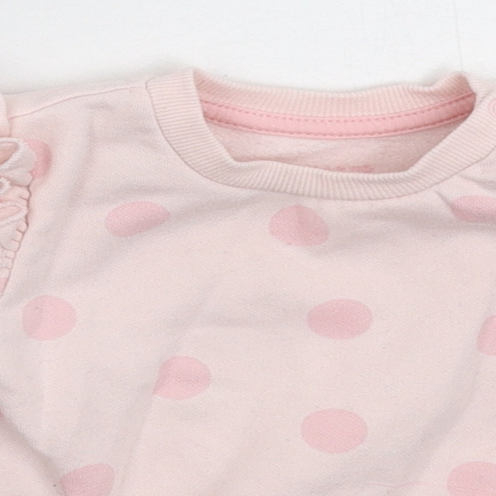 Primark Girls Pink Polka Dot  Pullover Jumper Size 9-12 Months