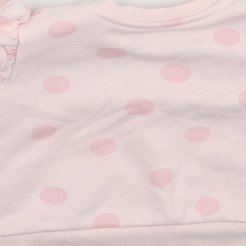 Primark Girls Pink Polka Dot  Pullover Jumper Size 9-12 Months