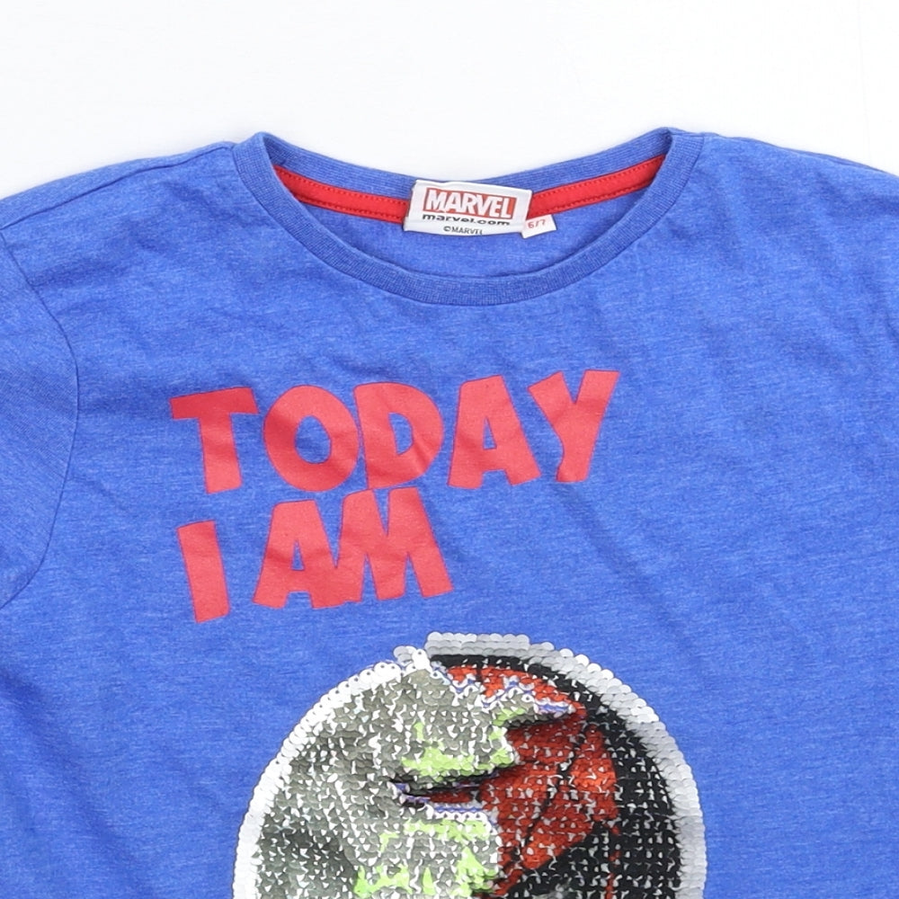 Marvel Boys Blue   Basic T-Shirt Size 6-7 Years