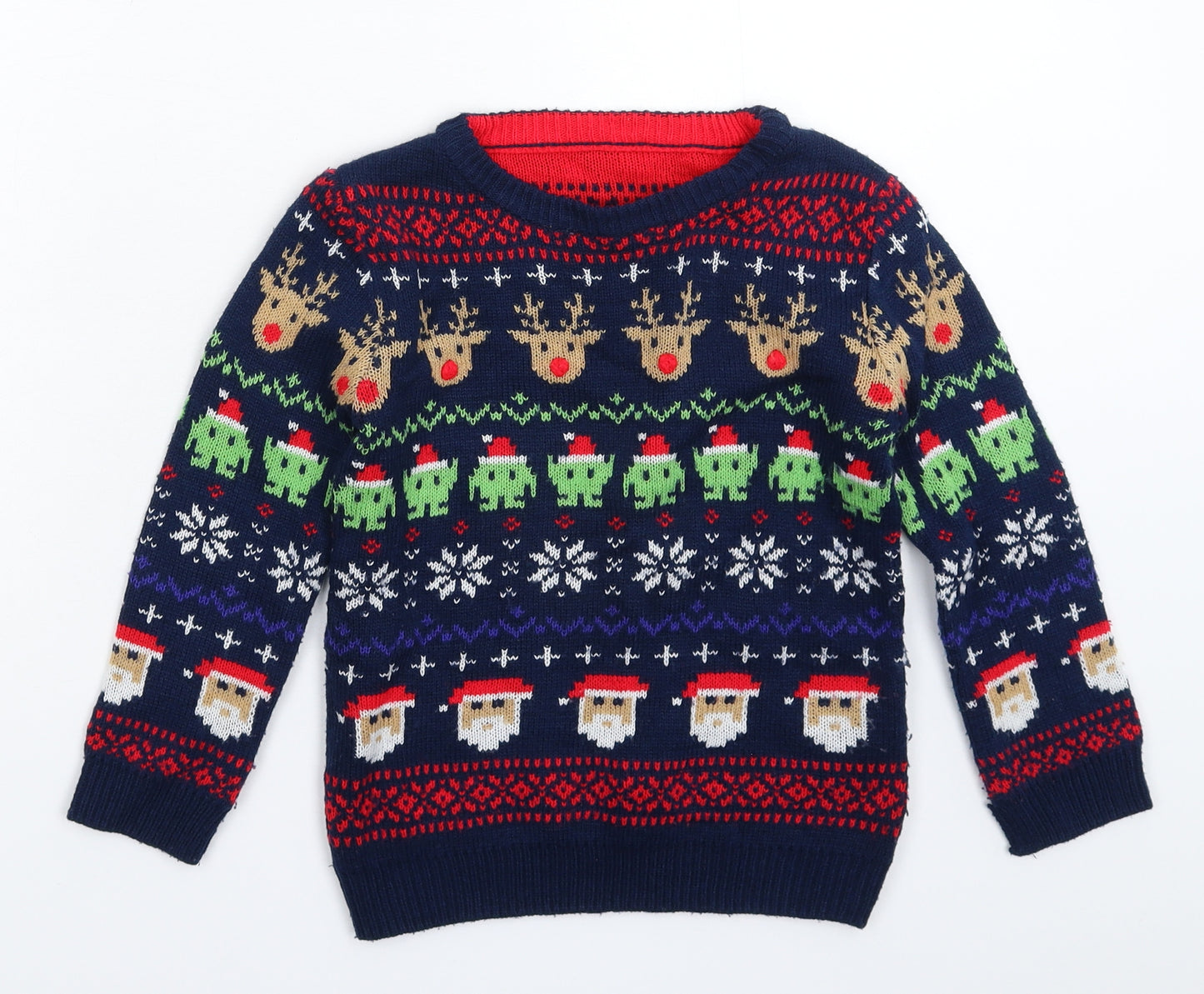 Nutmeg Boys Blue  Knit Pullover Jumper Size 6 Years  - Christmas
