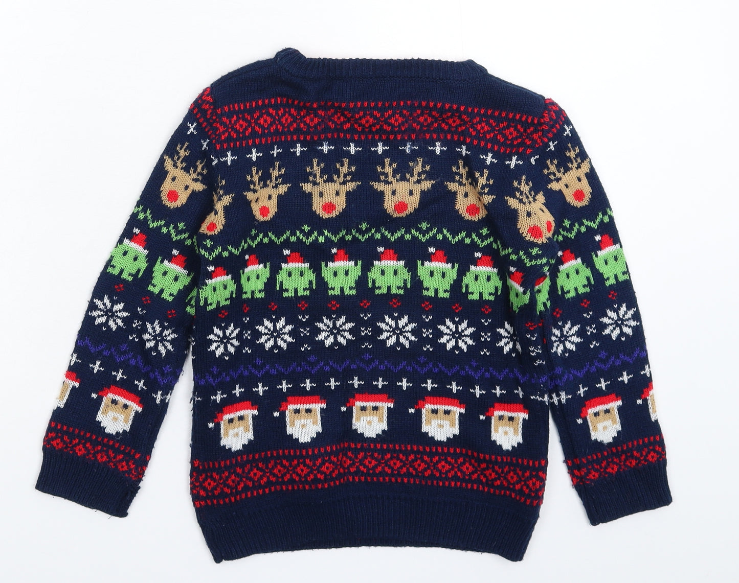 Nutmeg Boys Blue  Knit Pullover Jumper Size 6 Years  - Christmas