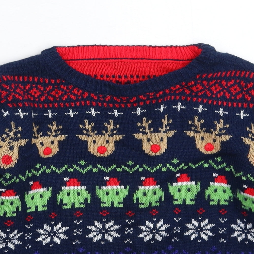 Nutmeg Boys Blue  Knit Pullover Jumper Size 6 Years  - Christmas