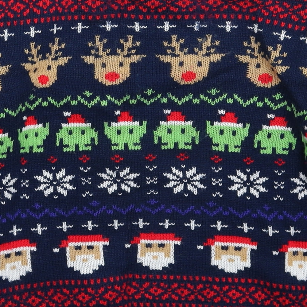 Nutmeg Boys Blue  Knit Pullover Jumper Size 6 Years  - Christmas